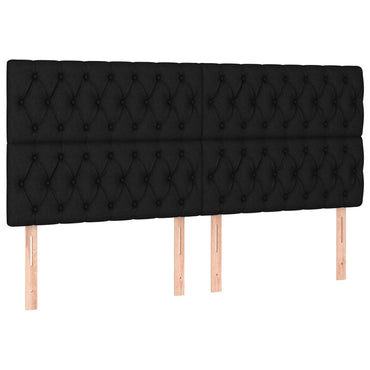 vidaXL Kopfteil Schwarz 200 x 7 x 118/128 cm Stoff