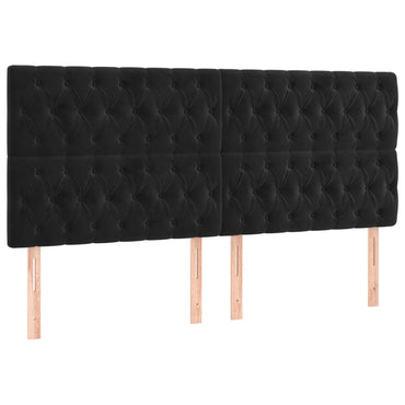 vidaXL Kopfteil Schwarz 200 x 7 x 118/128 cm Samt