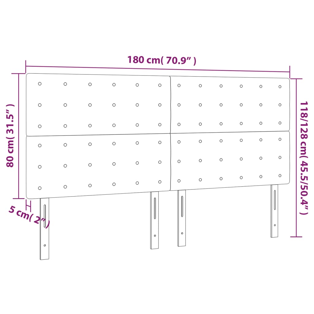 vidaXL Kopfteil Schwarz 180 x 5 x 118/128 cm Stoff