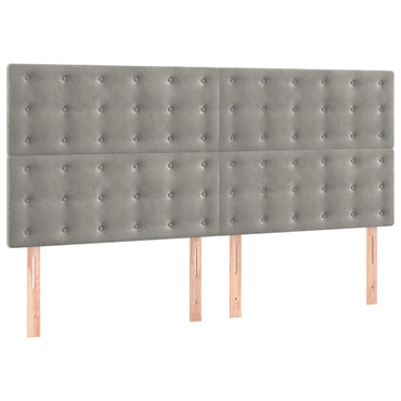 vidaXL Kopfteil Hellgrau 200 x 5 x 118/128 cm Samt