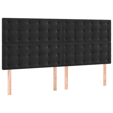 vidaXL Kopfteil Schwarz 200 x 5 x 118/128 cm Samt