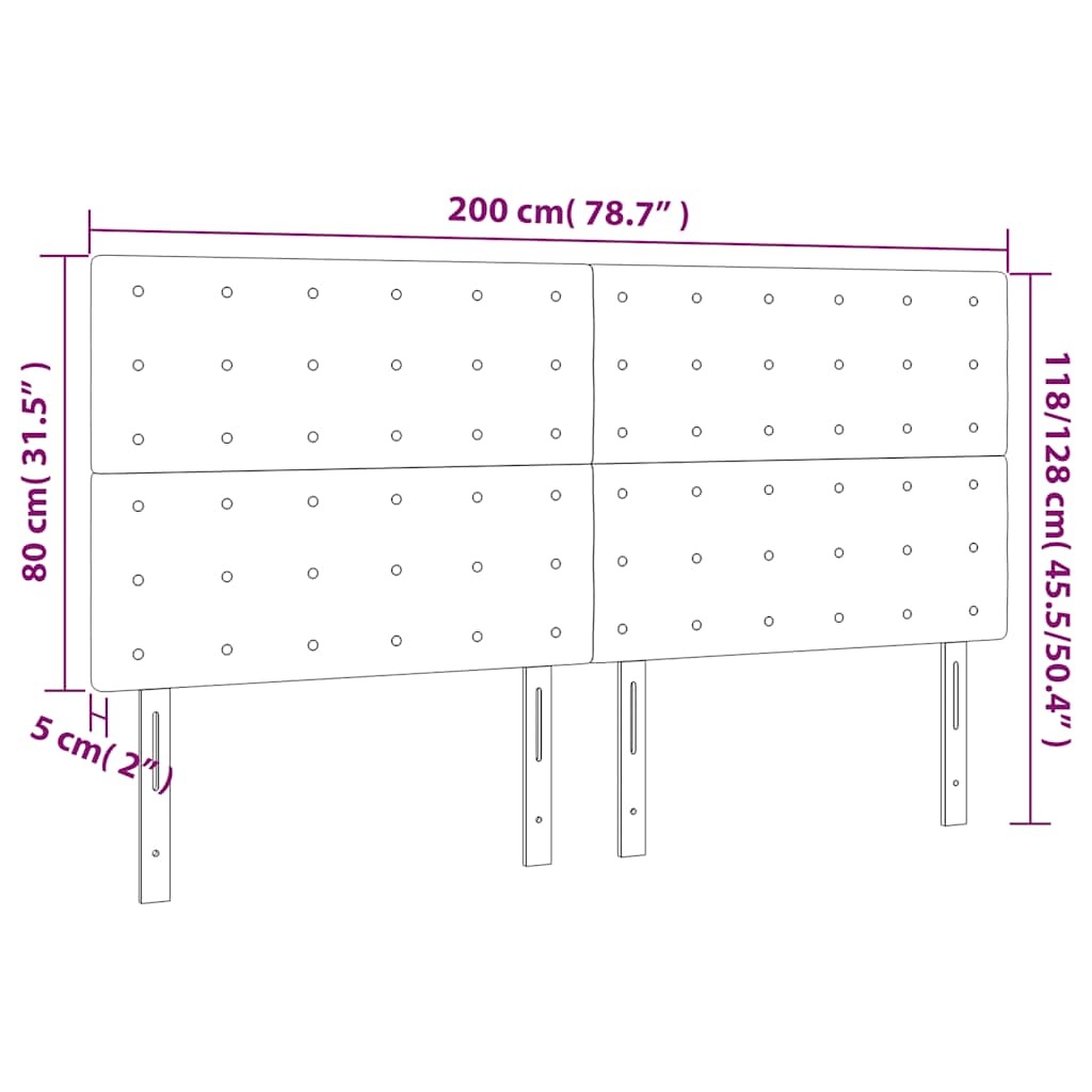 vidaXL Kopfteil Dunkelgrün 200 x 5 x 118/128 cm Samt