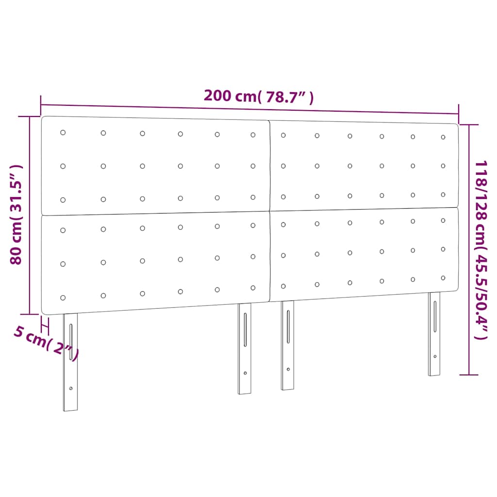 vidaXL Kopfteil Dunkelblau 200 x 5 x 118/128 cm Samt