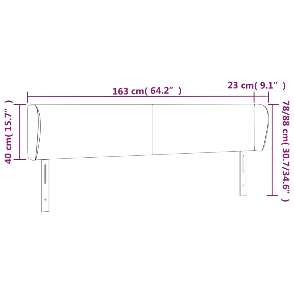 vidaXL Kopfteil mit Ohren Dunkelgrau 163x23x78/88 cm Stoff