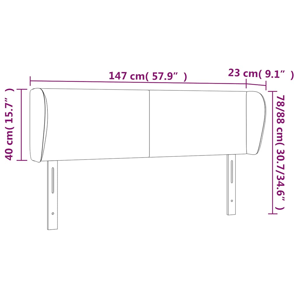 vidaXL Kopfteil mit Ohren Dunkelblau 147x23x78/88 cm Samt