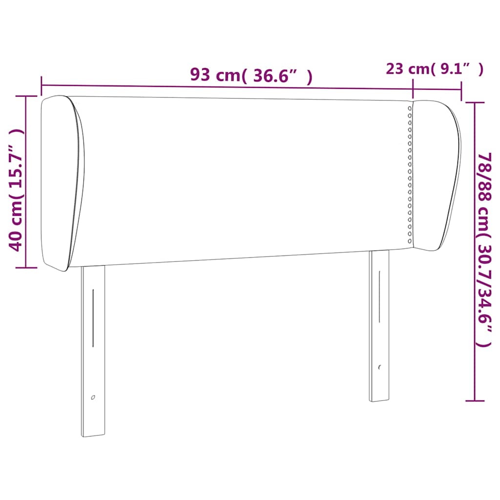 vidaXL Kopfteil mit Ohren Dunkelgrün 93x23x78/88 cm Samt