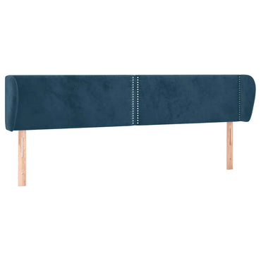 vidaXL Kopfteil mit Ohren Dunkelblau 203x23x78/88 cm Samt