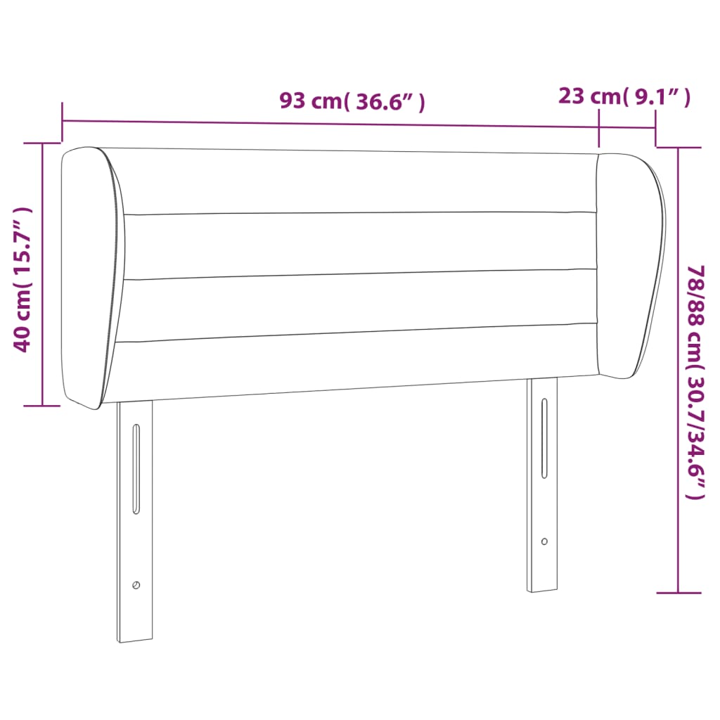 vidaXL Kopfteil mit Ohren Dunkelbraun 93x23x78/88 cm Stoff