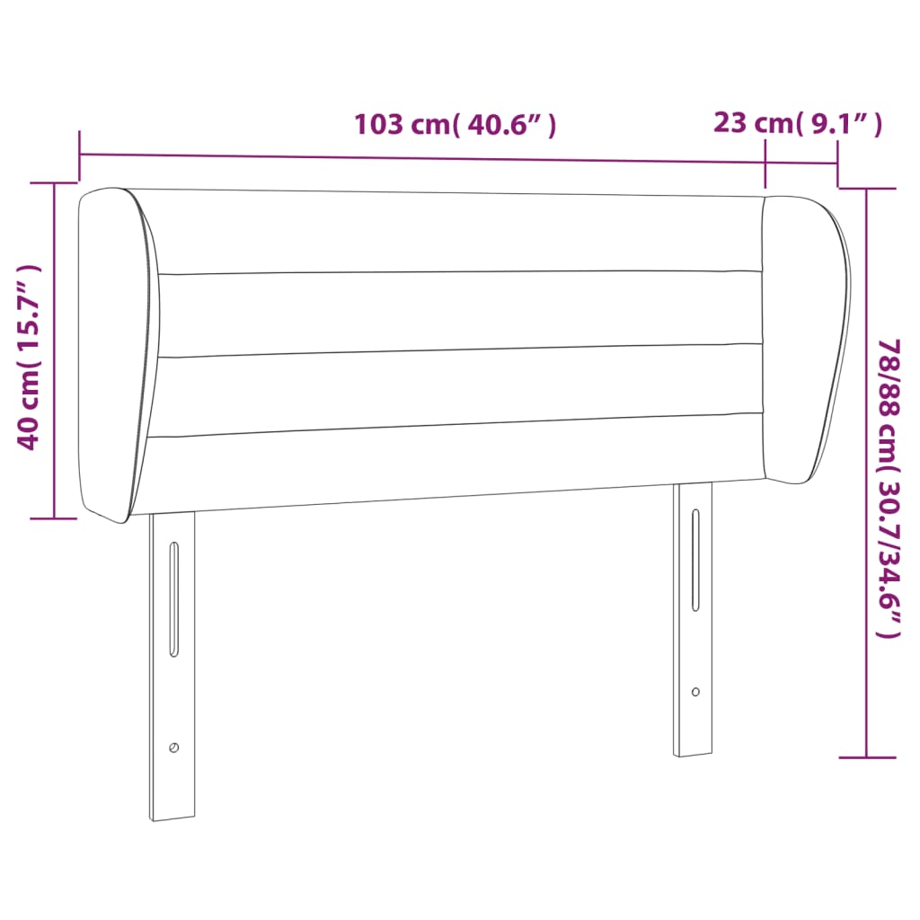 vidaXL Kopfteil mit Ohren Dunkelbraun 103x23x78/88 cm Stoff