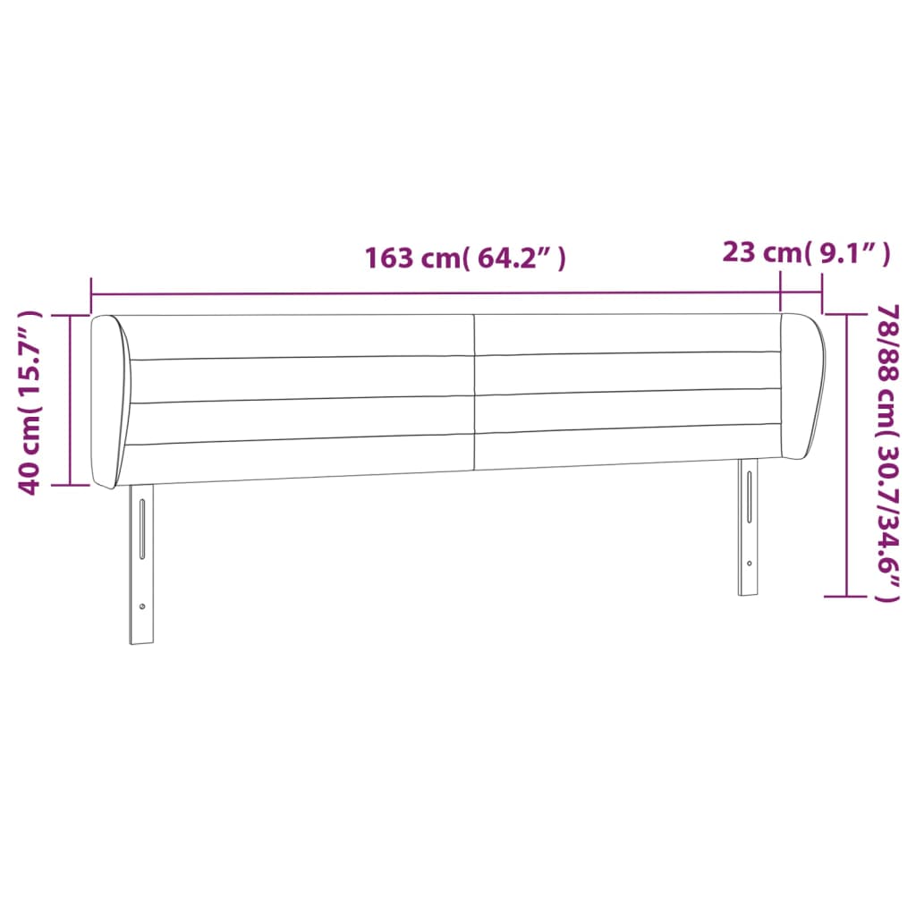 vidaXL Kopfteil mit Ohren Hellgrau 163x23x78/88 cm Stoff