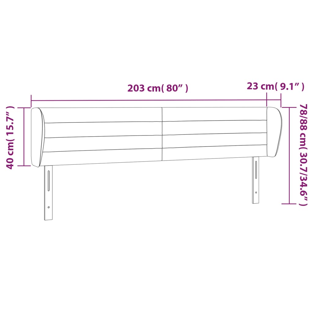 vidaXL Kopfteil mit Ohren Blau 203x23x78/88 cm Stoff