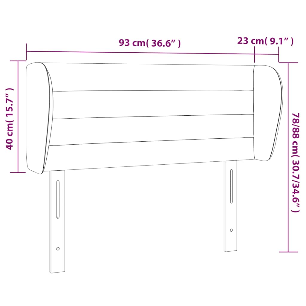 vidaXL Kopfteil mit Ohren Dunkelgrün 93x23x78/88 cm Samt