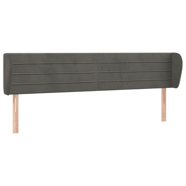 vidaXL Kopfteil mit Ohren Dunkelgrau 203x23x78/88 cm Samt