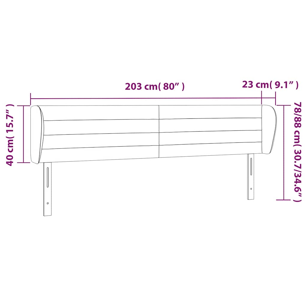 vidaXL Kopfteil mit Ohren Dunkelgrün 203x23x78/88 cm Samt
