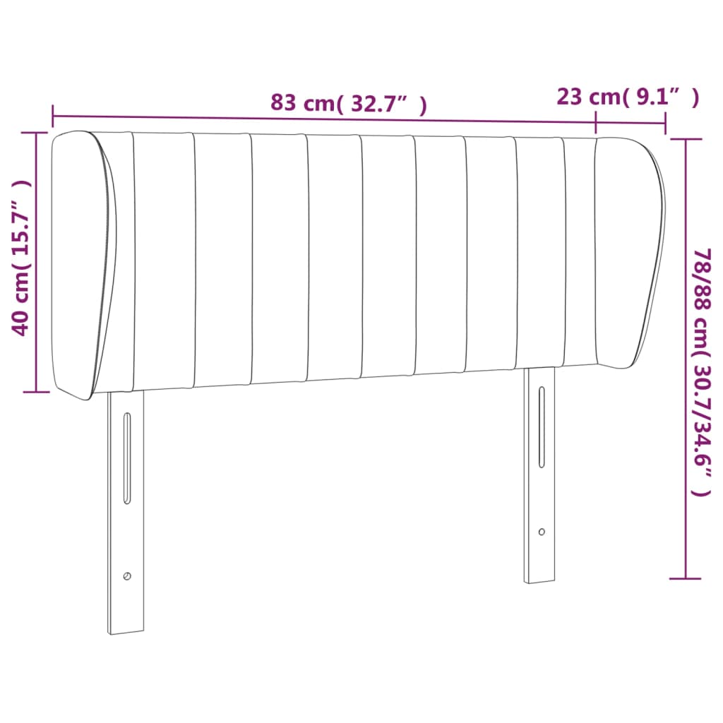 vidaXL Kopfteil mit Ohren Creme 83x23x78/88 cm Stoff