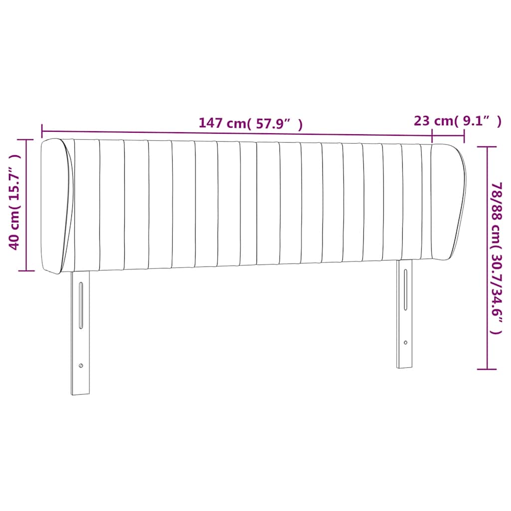 vidaXL Kopfteil mit Ohren Dunkelgrün 147x23x78/88 cm Samt