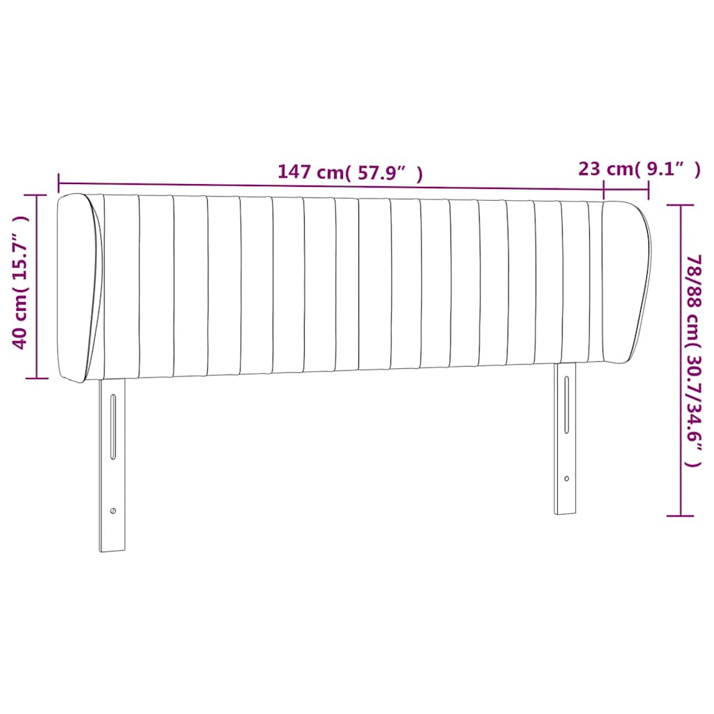 vidaXL Kopfteil mit Ohren Dunkelblau 147x23x78/88 cm Samt