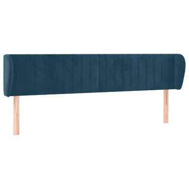 vidaXL Kopfteil mit Ohren Dunkelblau 203x23x78/88 cm Samt