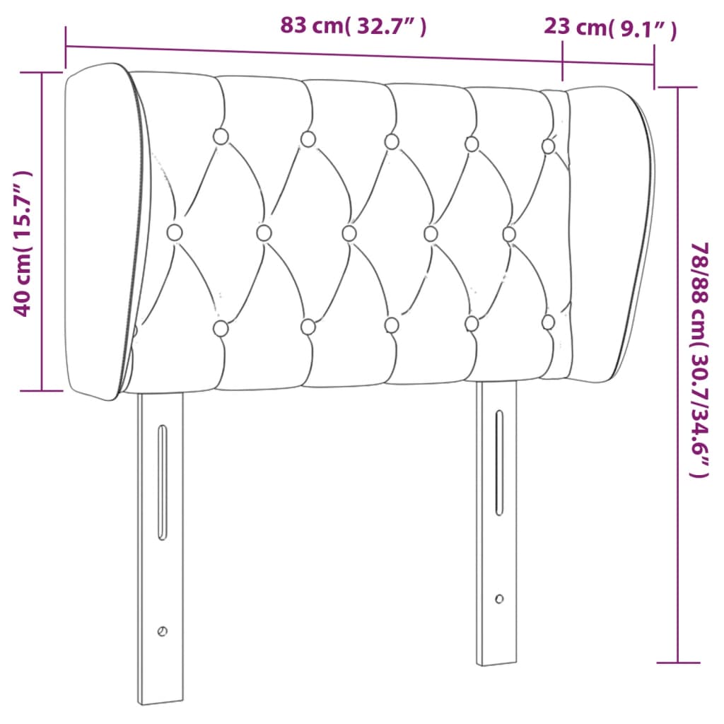 vidaXL Kopfteil mit Ohren Creme 83x23x78/88 cm Stoff