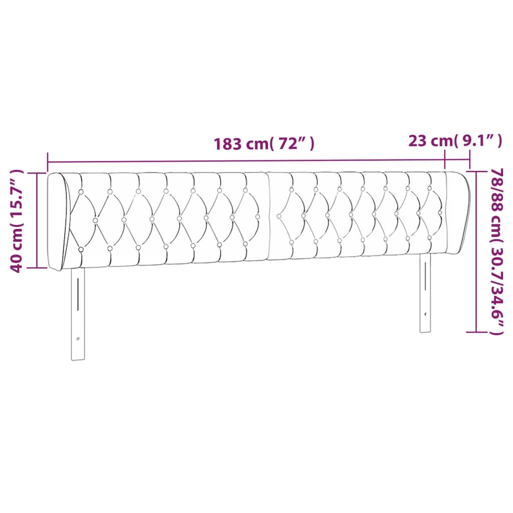 vidaXL Kopfteil mit Ohren Creme 183x23x78/88 cm Stoff