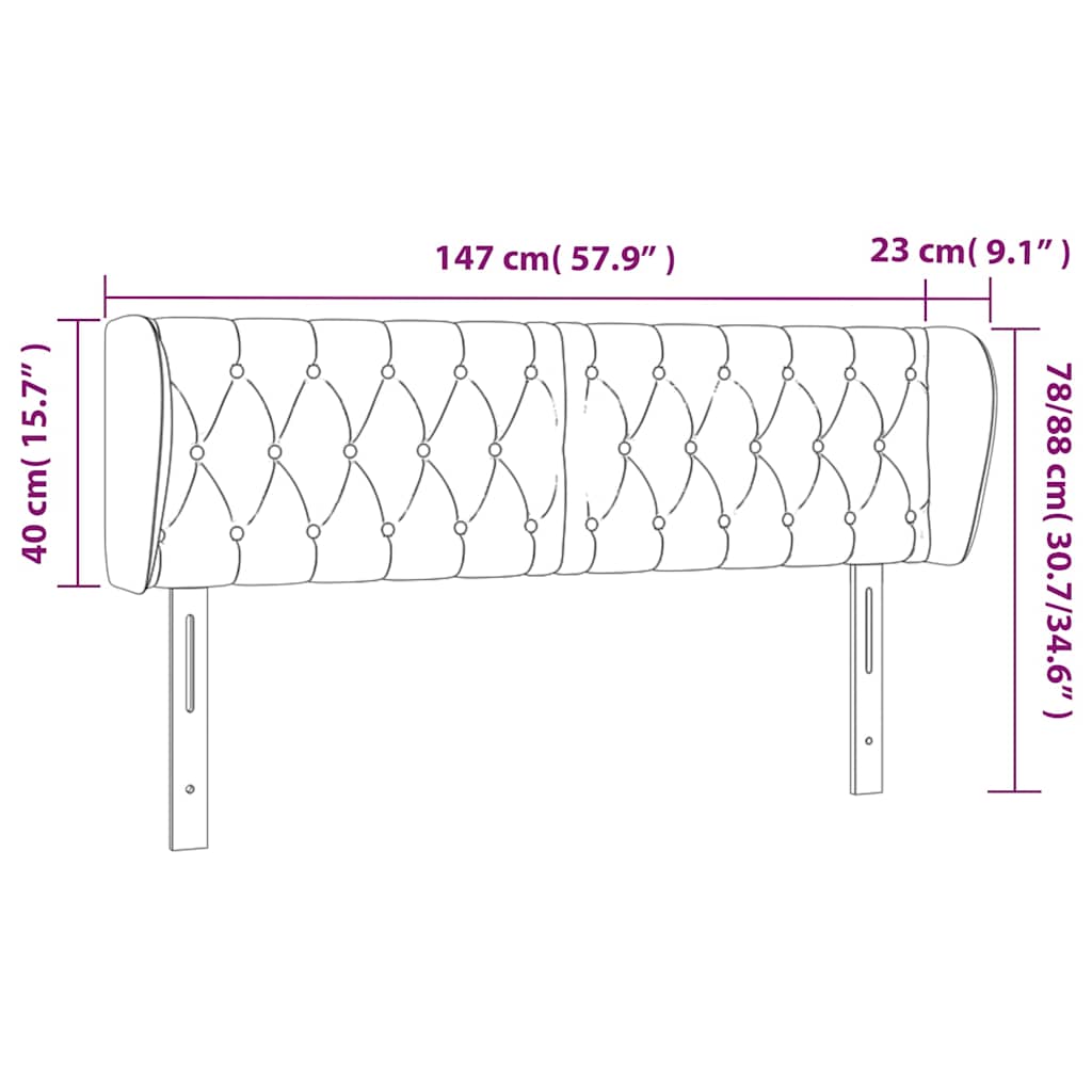 vidaXL Kopfteil mit Ohren Dunkelgrün 147x23x78/88 cm Samt