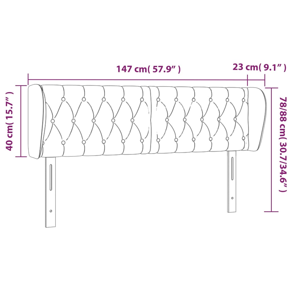 vidaXL Kopfteil mit Ohren Rosa 147x23x78/88 cm Samt