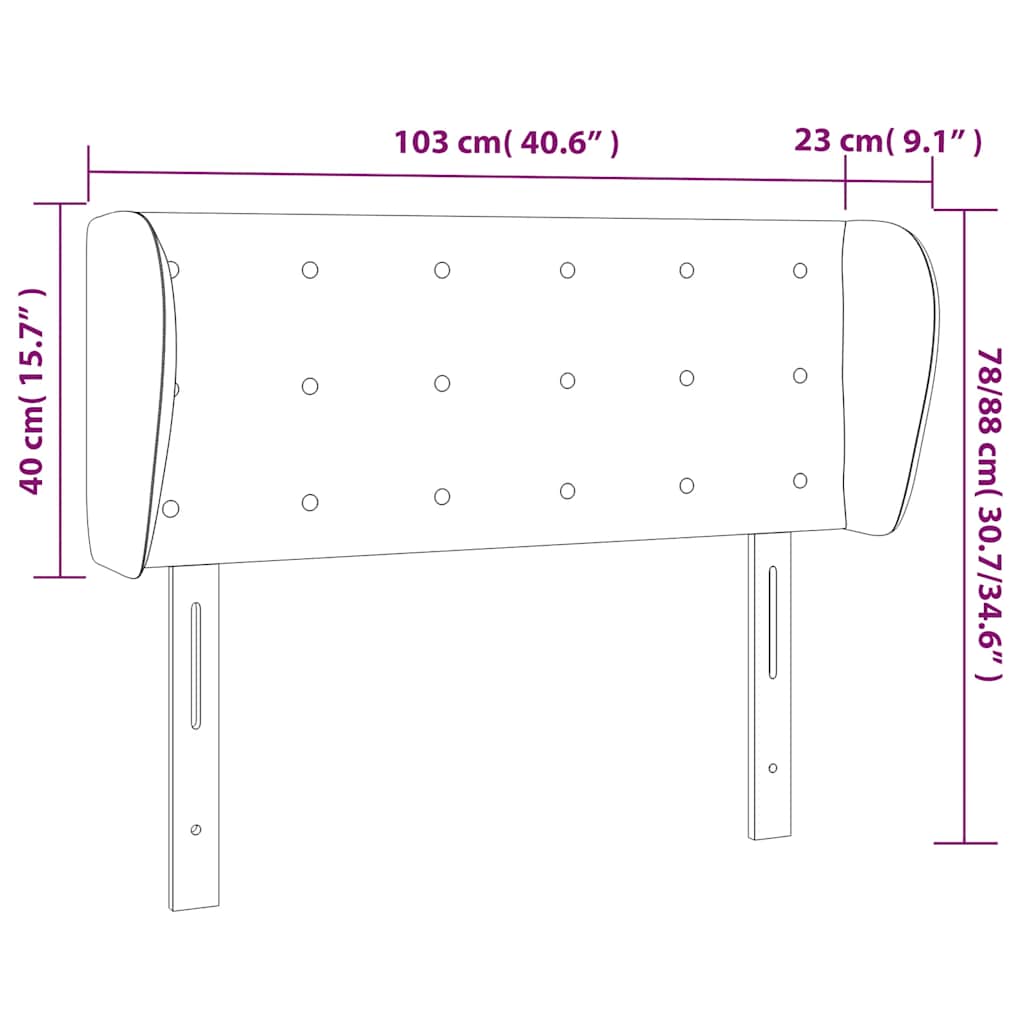 vidaXL Kopfteil mit Ohren Dunkelgrün 103x23x78/88 cm Samt