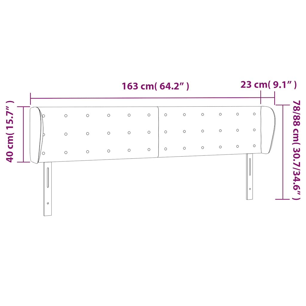 vidaXL Kopfteil mit Ohren Dunkelgrün 163x23x78/88 cm Samt
