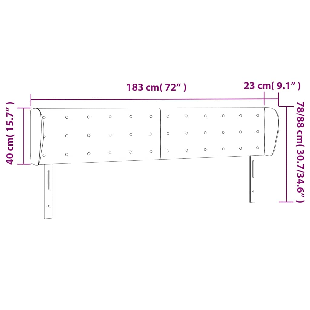 vidaXL Kopfteil mit Ohren Dunkelgrün 183x23x78/88 cm Samt