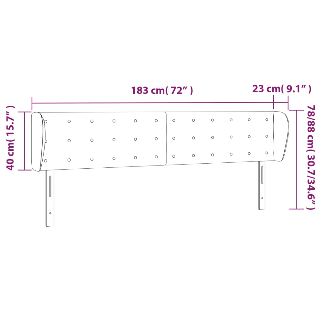 vidaXL Kopfteil mit Ohren Rosa 183x23x78/88 cm Samt
