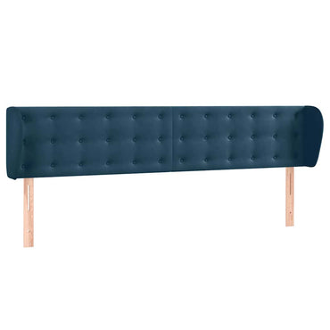 vidaXL Kopfteil mit Ohren Dunkelblau 203x23x78/88 cm Samt
