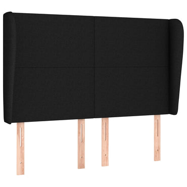 vidaXL Kopfteil mit Ohren Schwarz 147x23x118/128 cm Stoff