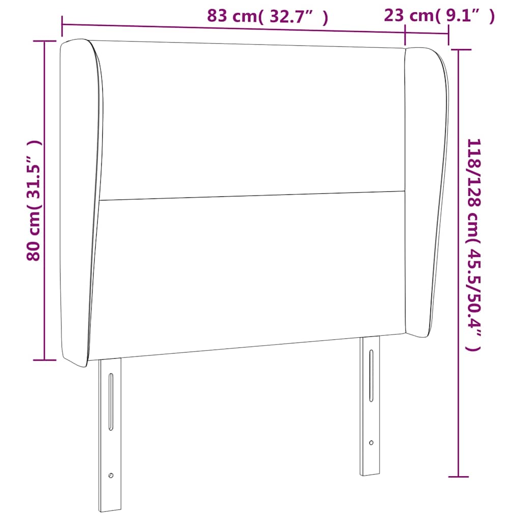 vidaXL Kopfteil mit Ohren Dunkelblau 83x23x118/128 cm Samt