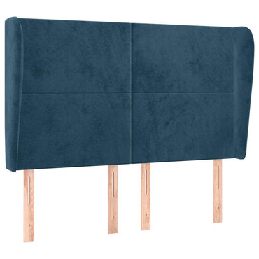vidaXL Kopfteil mit Ohren Dunkelblau 147x23x118/128 cm Samt
