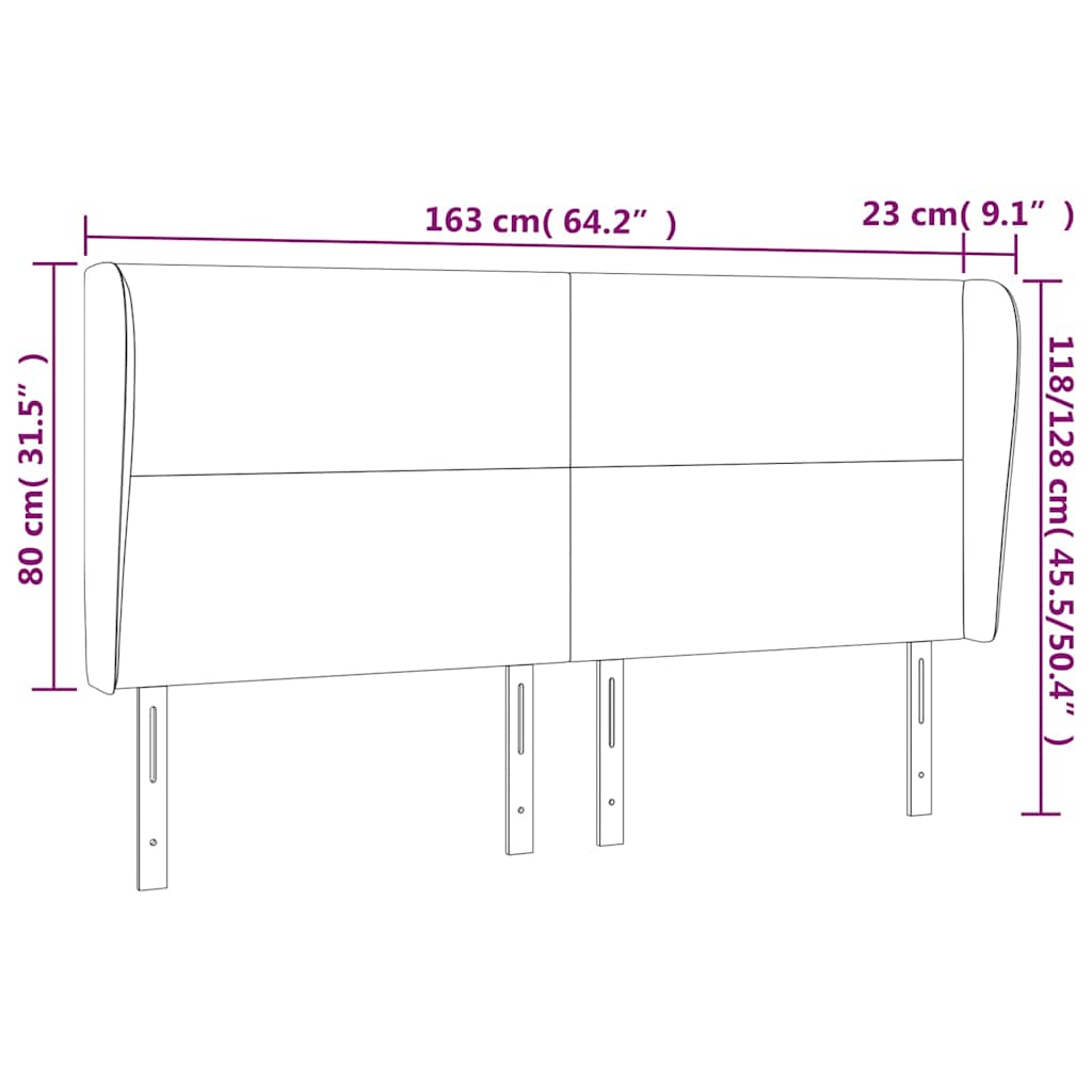 vidaXL Kopfteil mit Ohren Dunkelgrün 163x23x118/128 cm Samt