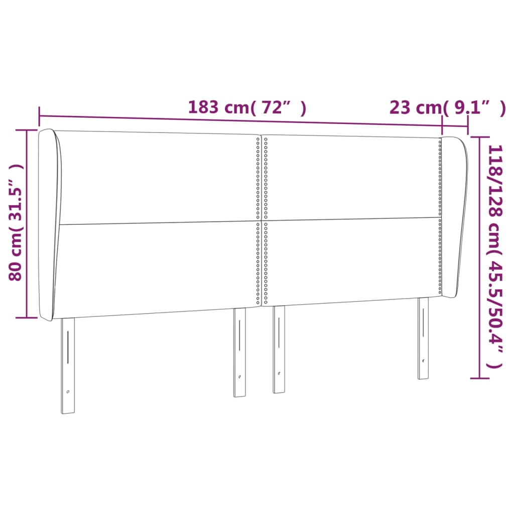 vidaXL Kopfteil mit Ohren Dunkelbraun 183x23x118/128 cm Stoff