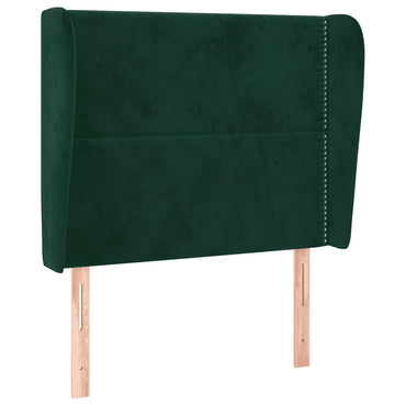 vidaXL Kopfteil mit Ohren Dunkelgrün 93x23x118/128 cm Samt