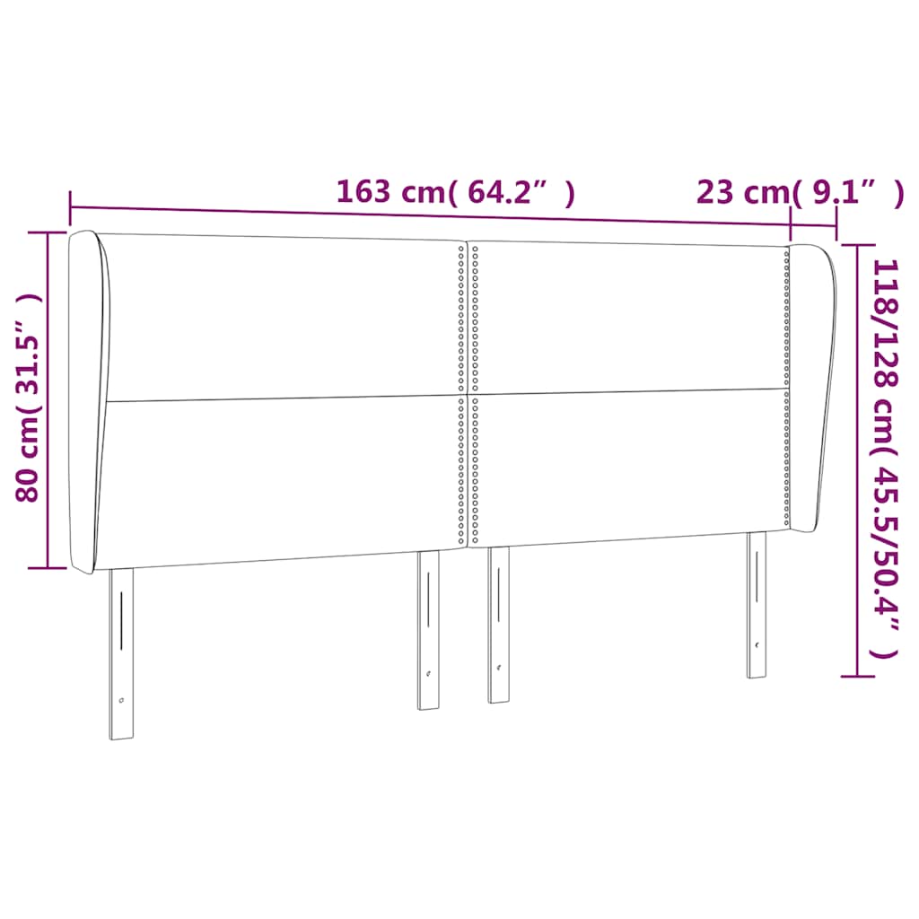 vidaXL Kopfteil mit Ohren Dunkelblau 163x23x118/128 cm Samt
