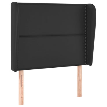 vidaXL Kopfteil mit Ohren Schwarz 93x23x118/128 cm Kunstleder