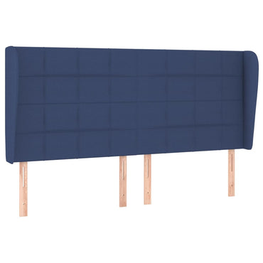 vidaXL Kopfteil mit Ohren Blau 203x23x118/128 cm Stoff