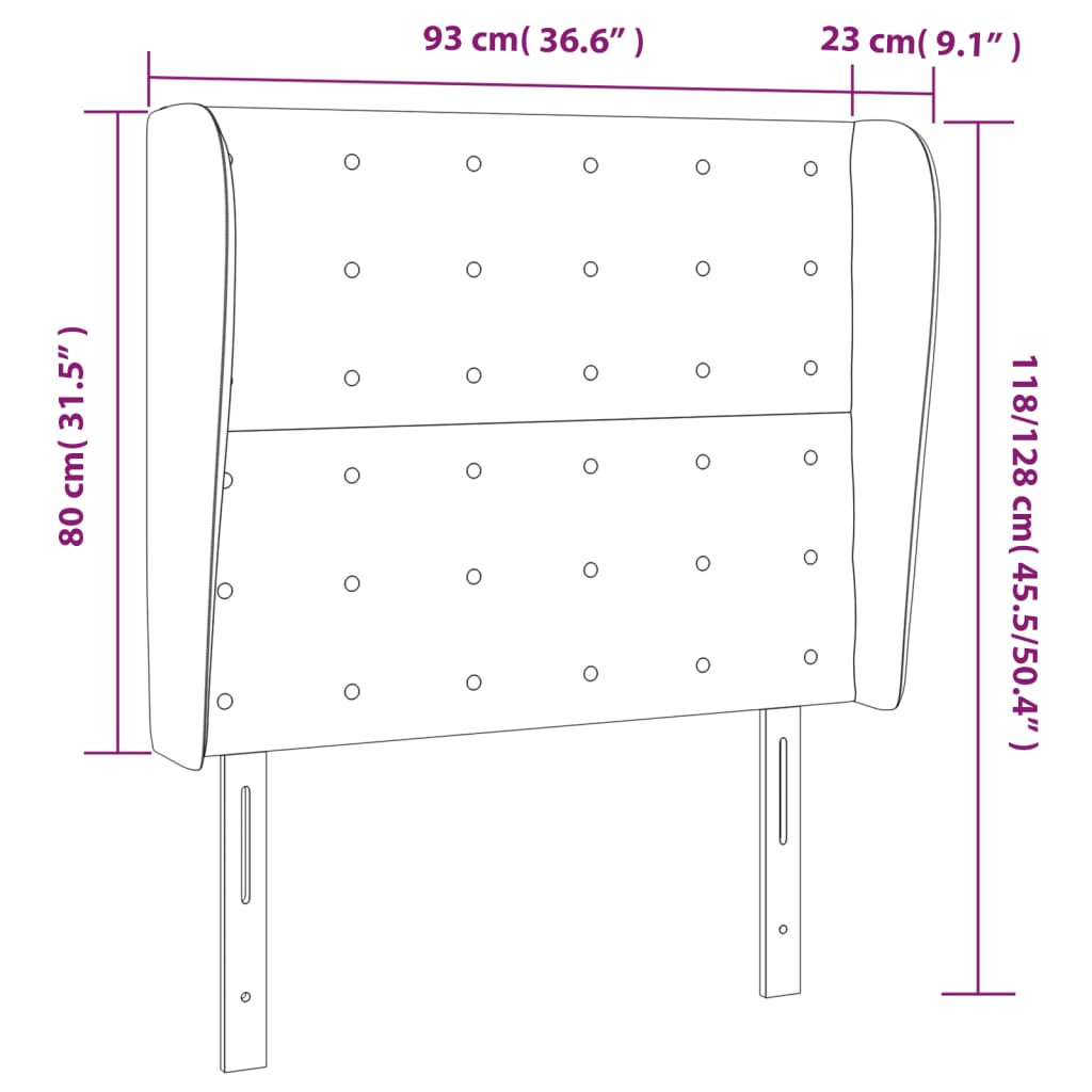 vidaXL Kopfteil mit Ohren Weiß 93x23x118/128 cm Kunstleder