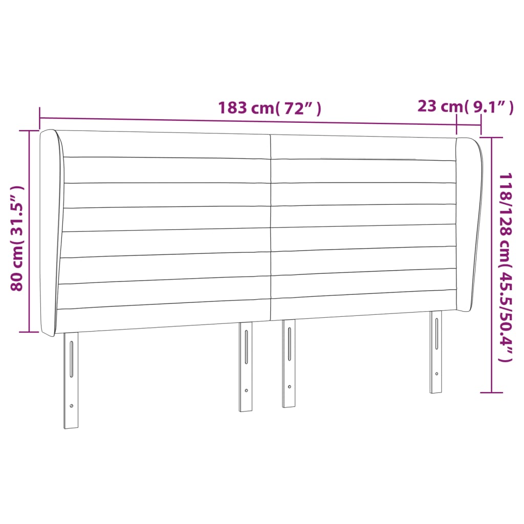 vidaXL Kopfteil mit Ohren Hellgrau 183x23x118/128 cm Stoff