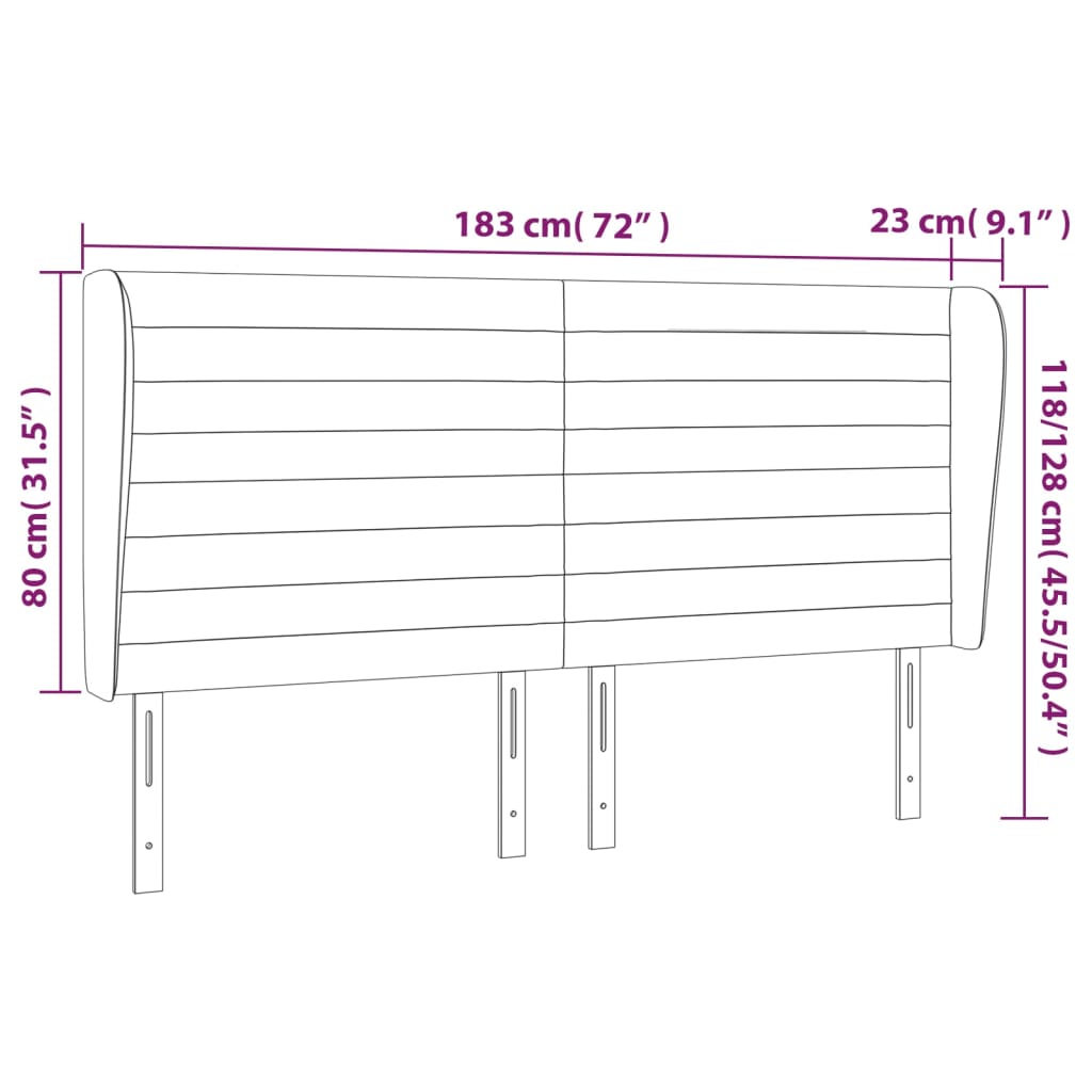 vidaXL Kopfteil mit Ohren Dunkelgrau 183x23x118/128 cm Stoff