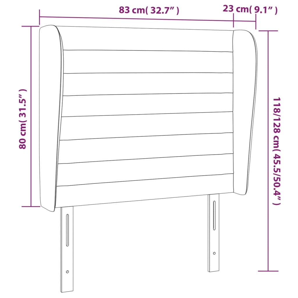 vidaXL Kopfteil mit Ohren Hellgrau 83x23x118/128 cm Samt