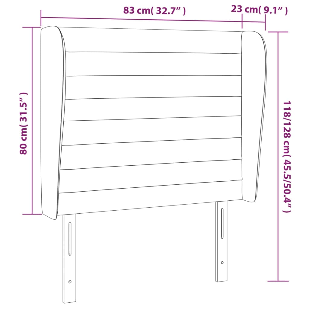 vidaXL Kopfteil mit Ohren Dunkelgrau 83x23x118/128 cm Samt