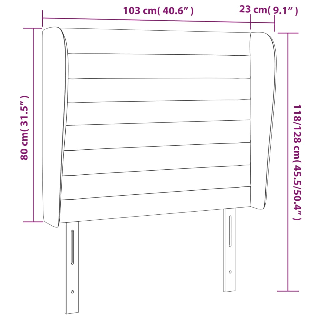 vidaXL Kopfteil mit Ohren Dunkelgrau 103x23x118/128 cm Samt
