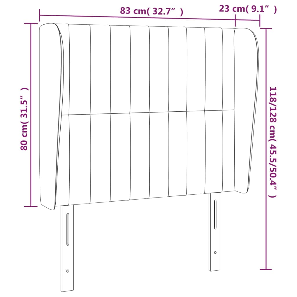 vidaXL Kopfteil mit Ohren Hellgrau 83x23x118/128 cm Stoff