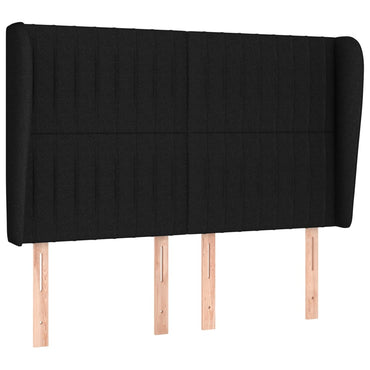 vidaXL Kopfteil mit Ohren Schwarz 147x23x118/128 cm Stoff