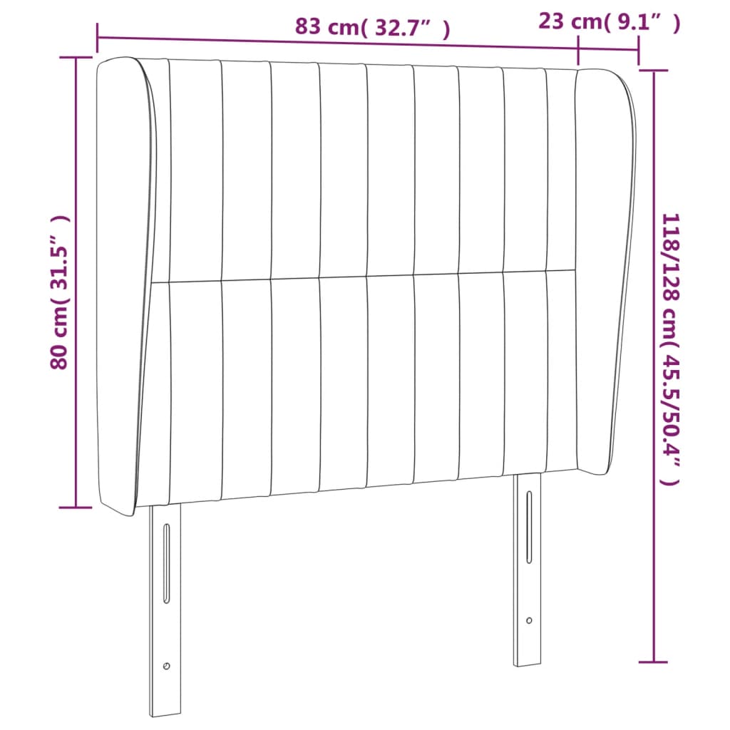 vidaXL Kopfteil mit Ohren Dunkelgrau 83x23x118/128 cm Samt