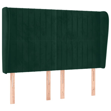 vidaXL Kopfteil mit Ohren Dunkelgrün 147x23x118/128 cm Samt